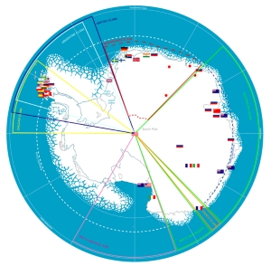Map showing the territorial claims in Antarctica.