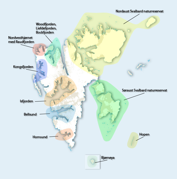 Map of the areas in Svalbard