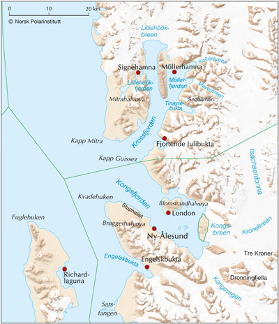 Kart over Kongsfjorden