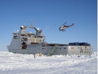 The coast guard ship K/V Svalbard on a research mission in the Framstredet strait