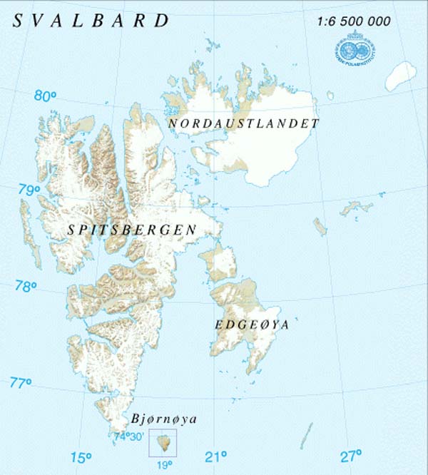 Relief map of Svalbard